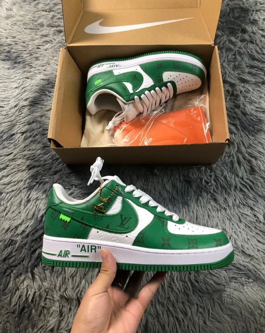 LOUIS VUITTON X AIR FORCE 1 GREEN SNEAKERS